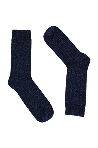 A CLASSE Saks Mavi Simli Bot Tipi Lacivert Kadın Çorap