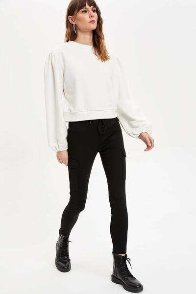 DeFacto Women's Black Pocket Detailed Lace Up Woven Tights N2967AZ.20SP.BK27