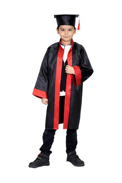 Mezuniyetshop Kep Cubbe Mezuniyet Ilkokul  Siyah Kırmızı