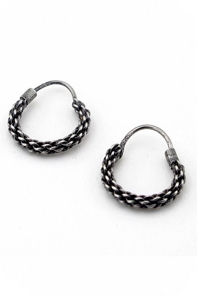 Solfera Rope Patterned Hoop Steel Earrings E246