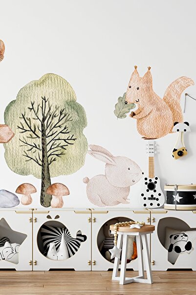 TUGİBU ملصق حائط لغرفة الطفل بطابع حيوانات لطيفة