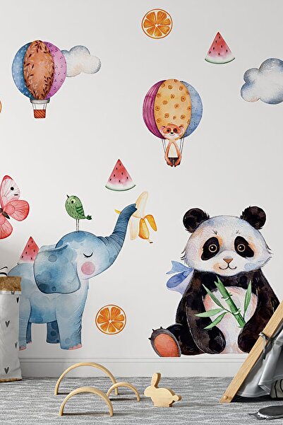 TUGİBU ملصق غرفة الأطفال بلون الباستيل الباندا والفلامنغو