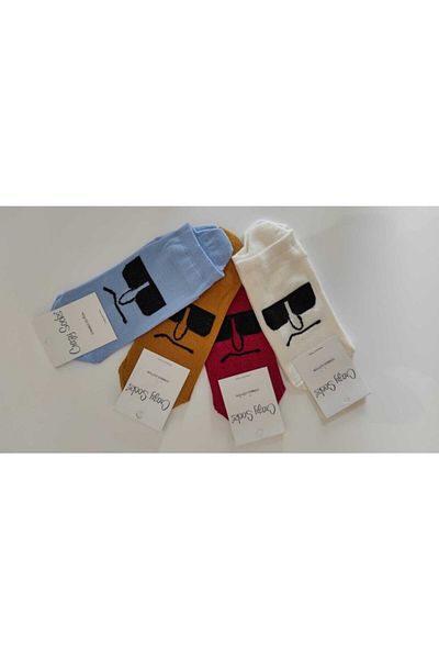 Crazy Socks Унисекс къси спортни чорапи до глезена с емотикони и изражение на лицето, 4 чифта, различни цветове