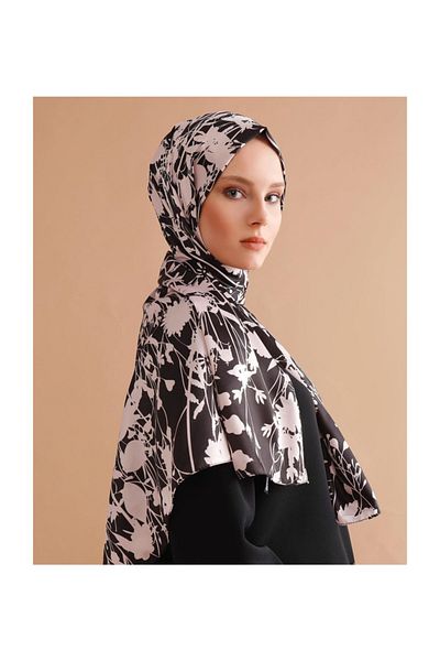 Differenza قماش حريري باللون الوردي الأسود والمنك