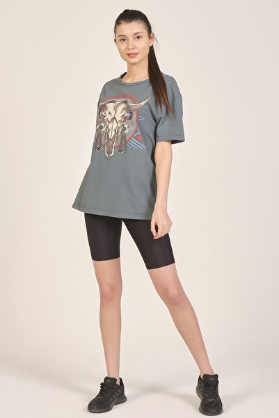Mascarano Women's Anthracite Printed T-shirt