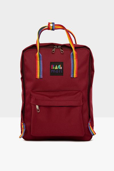 Bagmori Claret Red Unisex Colorful Column Square Strap Adjustable Backpack m 000004098