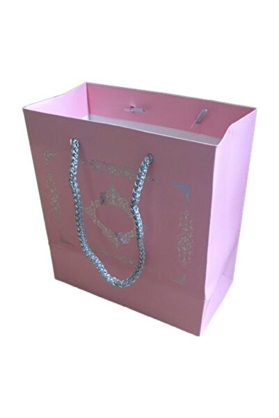 TT Tahtakale Toptancıları Karton Ipsaplı Hediye Çantası Saray Desenli Gümüş 1...