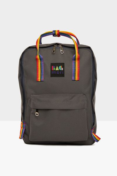 Bagmori Unisex Gray Colored Column Square Strap Adjustable Backpack M000004098