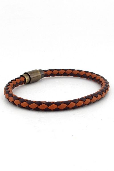 Solfera Cross Braided Brown Tan Leather Men's Bracelet Bt606