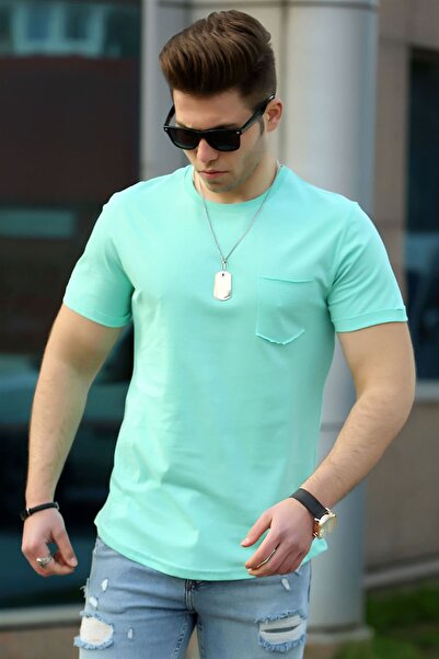 Madmext Ανδρικό Μπλουζάκι Τυρκουάζ Βασικό 4510