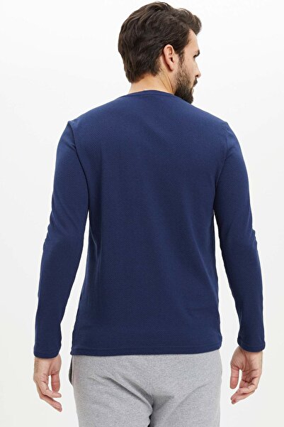 DeFacto Erkek Çivit Mavisi Slim Fit Kısa Kollu Pijama Takımı N4083AZ.20SP.IN75