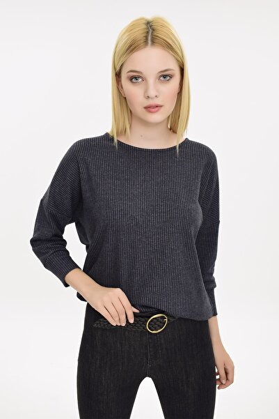 Hanna's by Hanna Darsa Kadın Antrasit Çizgili Bluz