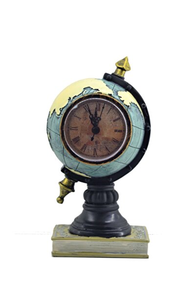 GÖKÇE Dünya Şeklinde Dekoratif Masa Saati Biblo Kumbara Büyük Boy