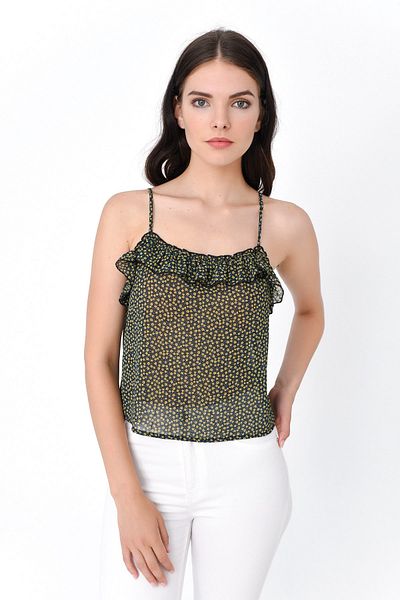 Hanna's by Hanna Darsa Women's Green Rope Strap Frilly Undershirt