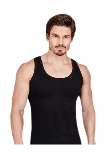 Berrak Men's Black 2-Pack Lycra Tank Top ELF568BER10302