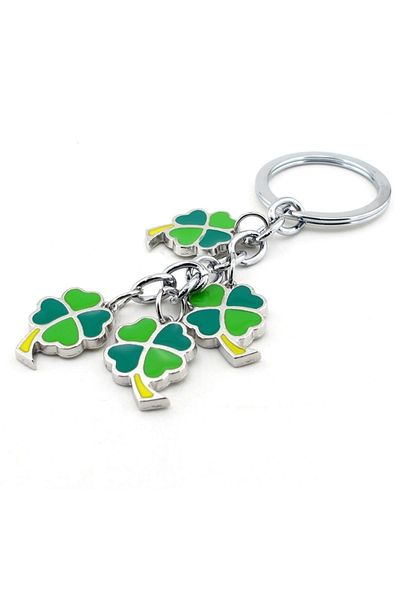 Solfera Leafy Clover Luck Dangle Four Metal Keychain - Kc810