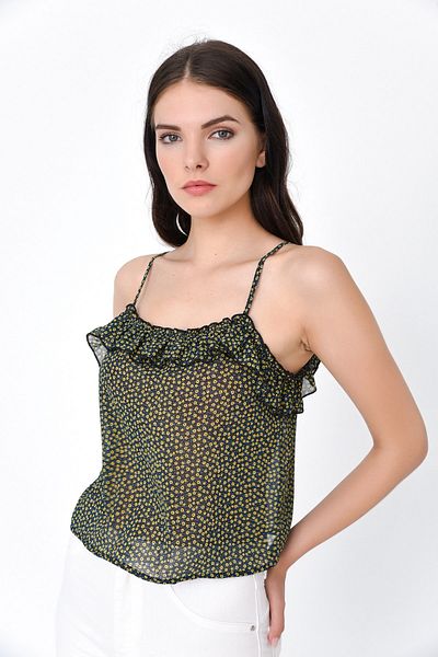 Hanna's by Hanna Darsa Women's Green Rope Strap Frilly Undershirt