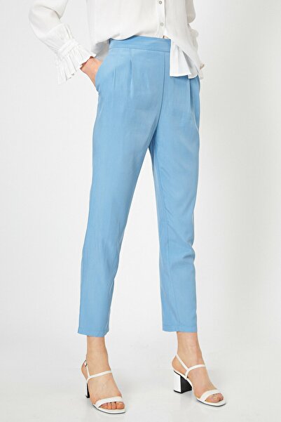 Koton Dámské modré kalhoty s normálním pasem 0YAK42910UW