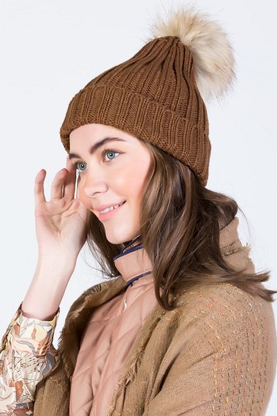 POSUSS Wick Knitted Acrylic Women's Beanie Brown - Ps676