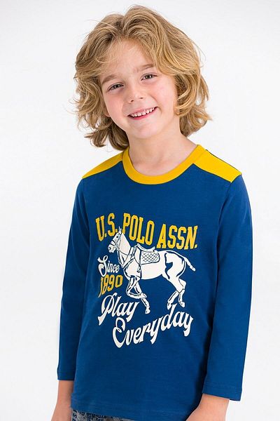 U.S. Polo Assn. Baza. Set de pijamale pentru băieți, cu licență Polo Assn Dark Indigo