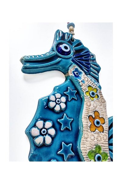 CajuArt Decorative Ceramic Sea Horse Shaped Wall Door Ornament