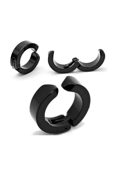 Yeşim Aksesuar Compressed Steel Men's Earrings for Non-Perforated Ears