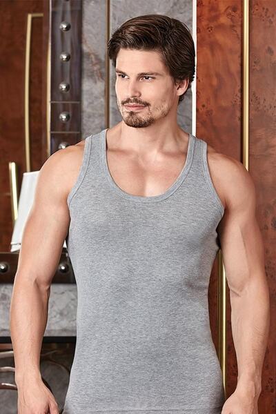 Berrak 6 Adet Gri Erkek Likralı Atlet