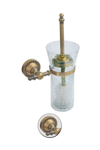 Maya Ottoman Antique Mounted Toilet Brush C Glass 100% Brass