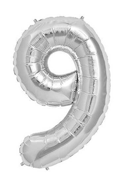 Parti Furyası 9 بالون فويل فضي 100 سم بالون هيليوم