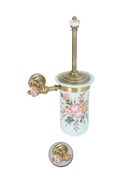 Maya Fantasia Patterned Antique Mounted Toilet Brush Porcelain 100% Brass