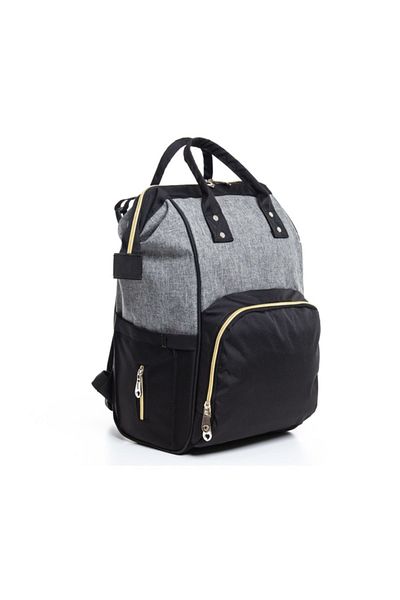 Sahra Parted Color Functional Waterproof Mother Baby Care Backpack Top Grey-bottom Black