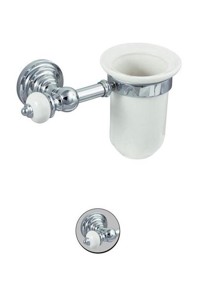 Maya Fantasia Chrome Mounted Toothbrush Holder Porcelain 100% Brass