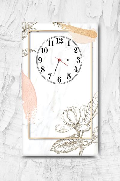 White Marble Look Pastel Detailed | Decorative Glass Wall Clock