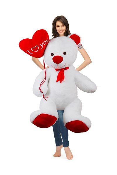 Limon Oyuncak Original 110 Cm White Bobo Plush Teddy Bear with Balloons