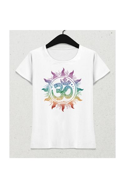 Basmatik Tricou alb pentru femei Om Yoga Symbol