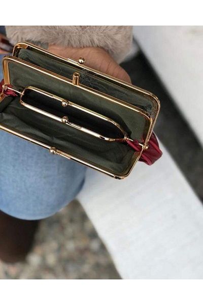 Erzeno Genuine Leather Red Clip Wallet