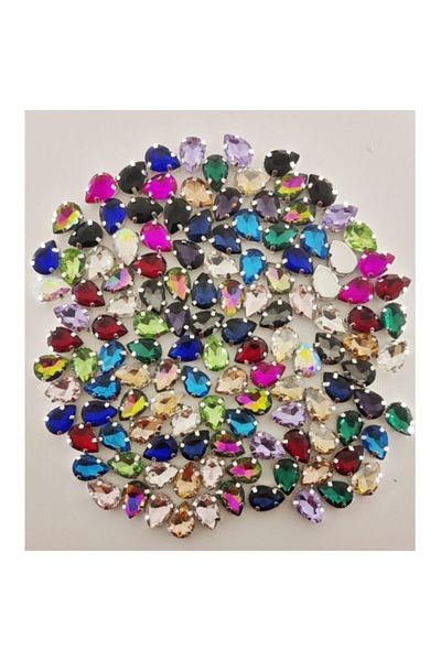 yiğit aksesuar 10x14 (1,4 cm) Drop Case Πέτρα από γυαλί Μικτά χρώματα 20 τεμάχια