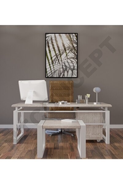 NT Concept Ntconcept Kio Doğal Ahşap Üçlü Ofis Ve Çalışma Odası Takımı-160'lı...