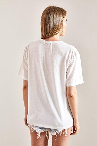 Bianco Lucci Γυναικείο χτενισμένο βαμβακερό μπλουζάκι με σχέδια