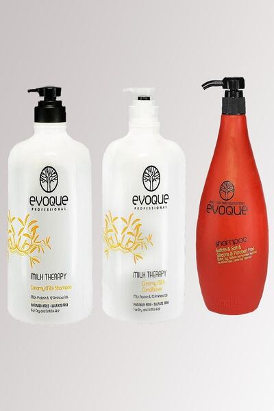 Evoque Milk Therapy Sulfate-Free Shampoo + Conditioner + Sulfate-Free Shampoo...