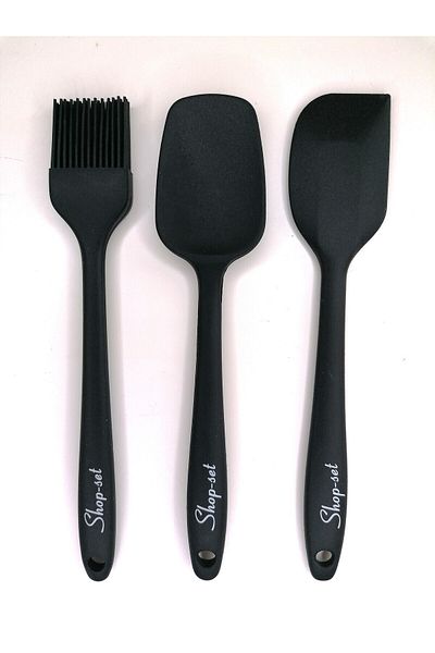 Shop-set Heat Resistant Fireproof Nonstick Silicone Spatula Set 3 Piece Spa-black-3 - 21