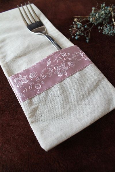 Emtory Home 6 Pieces Soft Pink Striped Linen Spoon Holder Serving Presentation