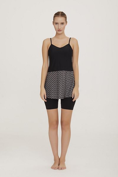 Adasea Γυναικείο μαγιό Holly Black Tankini με λεπτές τιράντες