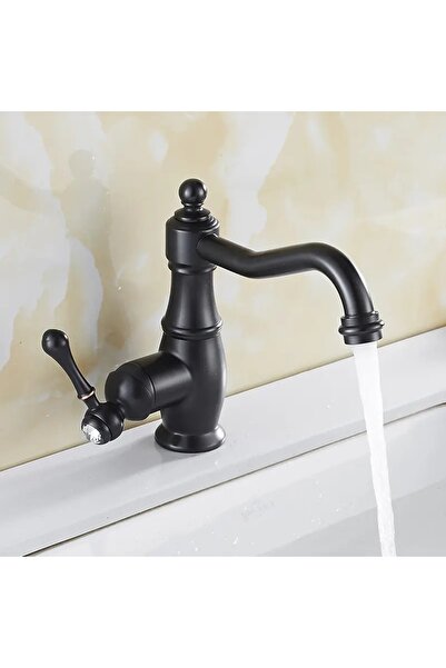 Anunnaki Antique Vintage Black Hot And Cold Brass Stone Retro Washbasin Faucet