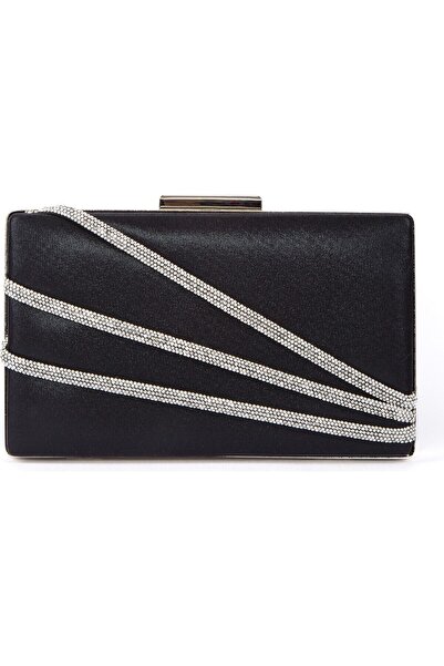 Biçanta Geantă de culoare neagră cu carcasă argintie și pietre argintii, eleg...