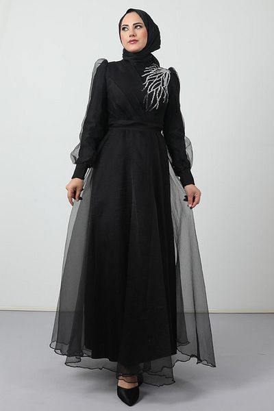 Giza Giyim Nisa Hijab Evening Dress Black