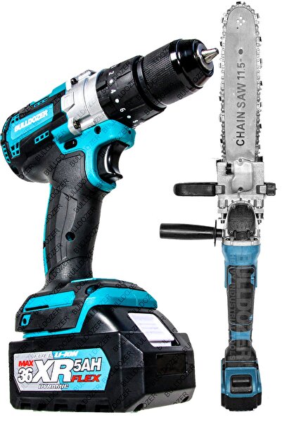 Bulldozer Büyük Boy Şarjlı Taşlama Testere + Çift Akülü Vidalama Matkap Xrpro...