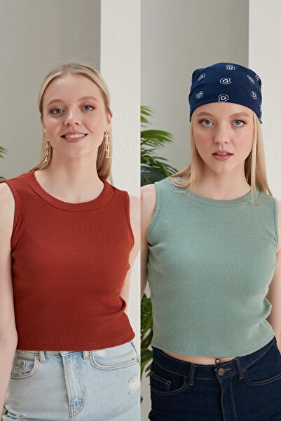 CATSPY Bluză de damă, Tile Mint, cu decolteu, 2 piese