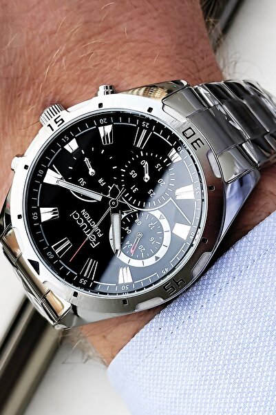 Ferrucci Function Erkek Kol Saati 3 Atm Su Geçirmez Gümüş Renk Çelik Kordon + Bileklik FRE2023C3