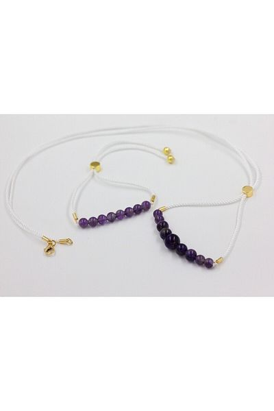 MYTAKIAĞACIMFH Amethyst Stone String Natural Stone Necklace and Bracelet Set (ADJUSTABLE)
